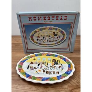 Vintage 1993 Fitz‎ and Floyd Omnibus OCI 12" Homestead Platter NEW in Box